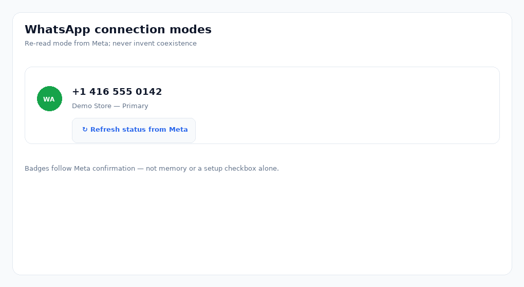 Converla admin — Refresh status from Meta control