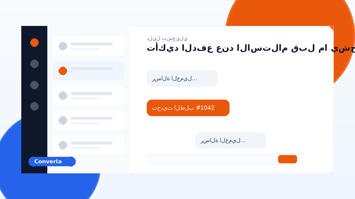 غلاف مقال Converla: تأكيد الدفع عند الاستلام قبل ما يشحن الطلب