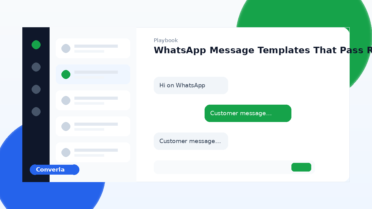 WhatsApp message template review cover for Converla